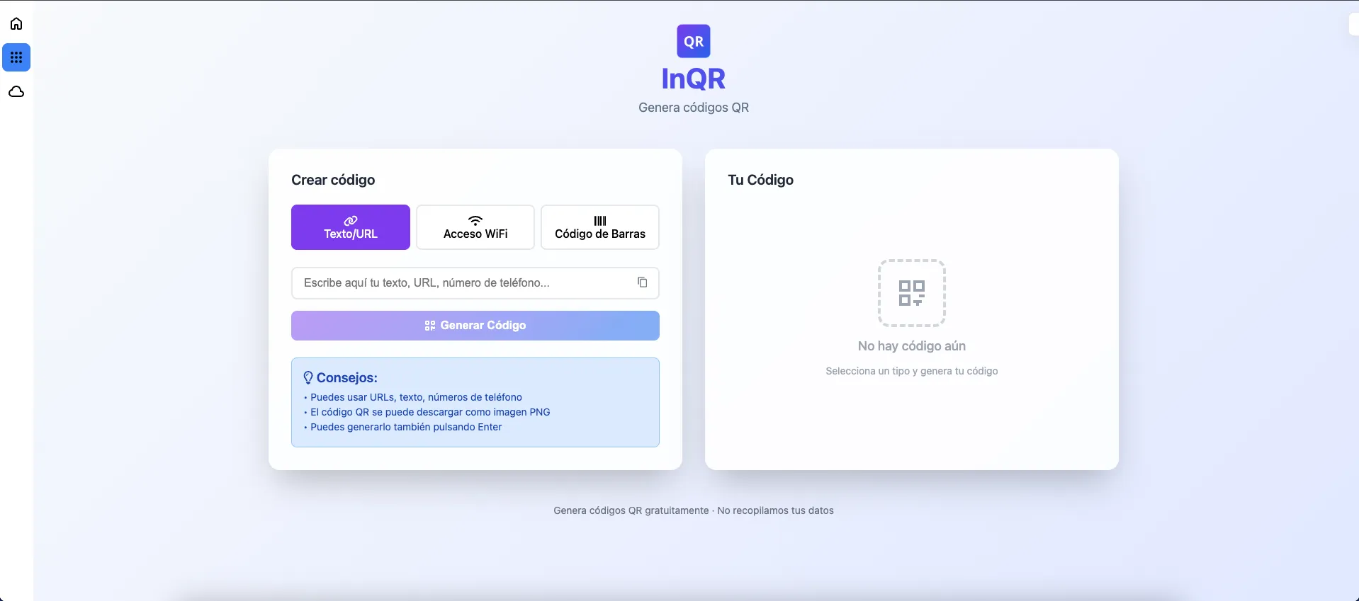 Editor InQR partes del editor